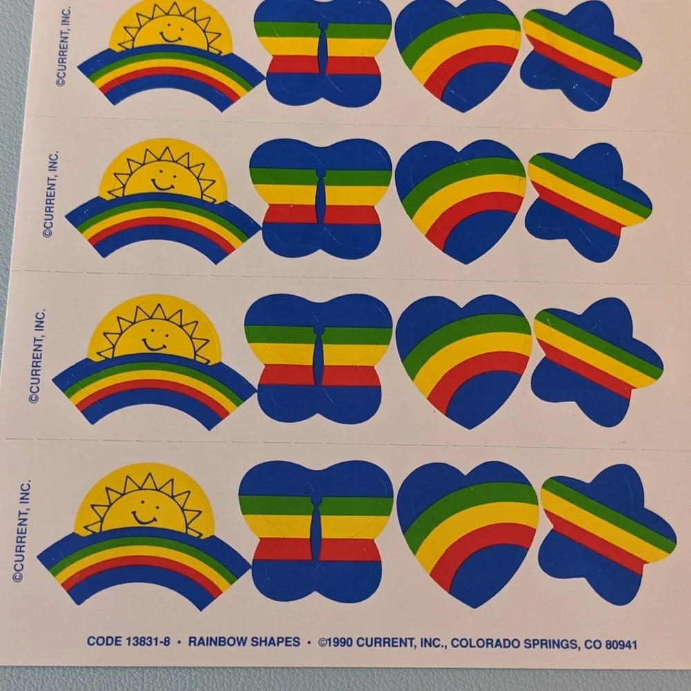 RARE! Vintage 90's Rainbow Sticker Sheet 6 Sections Current Inc Stationery